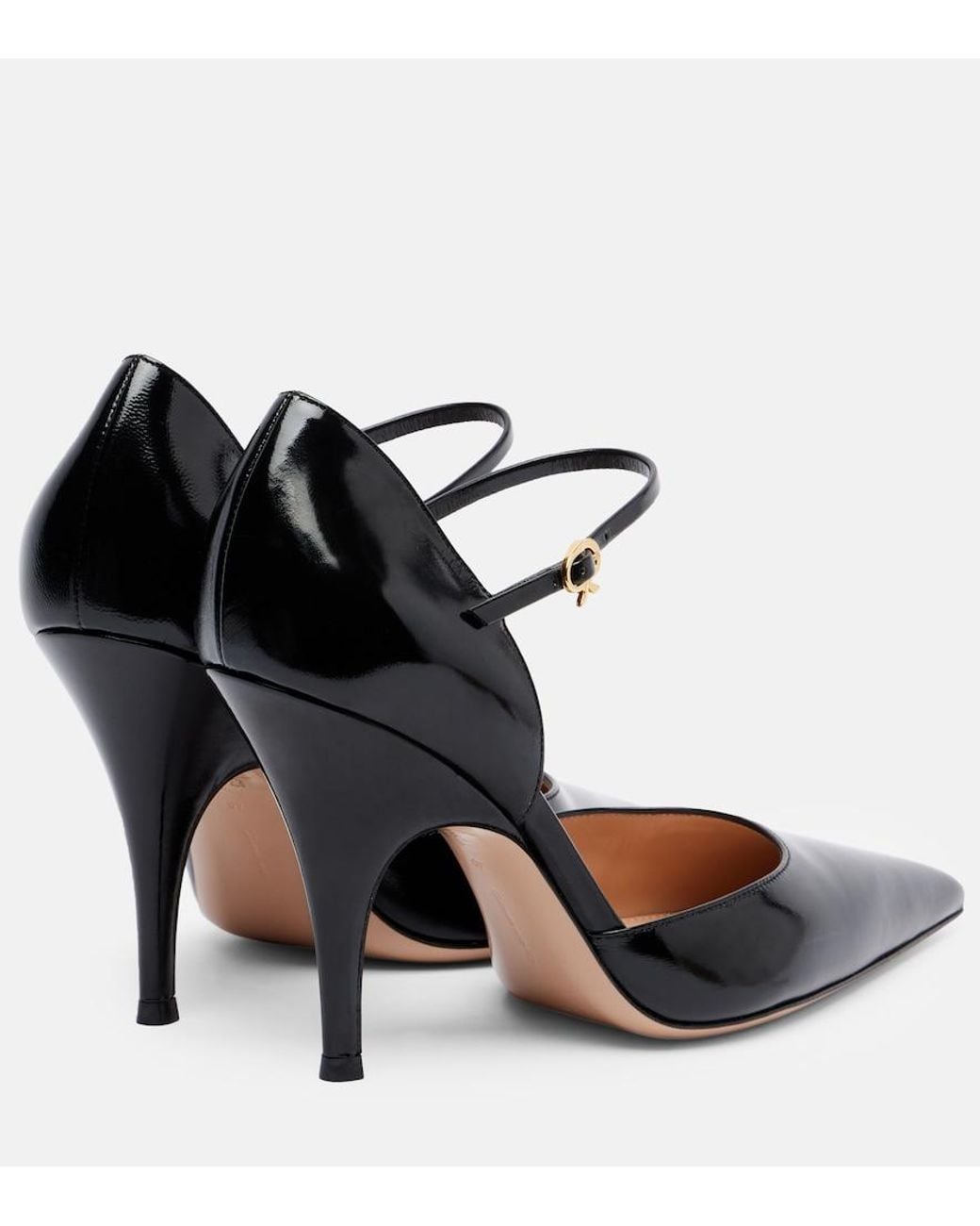 Gianvito Rossi Black Sofia D'Orsay Patent Leather Pumps