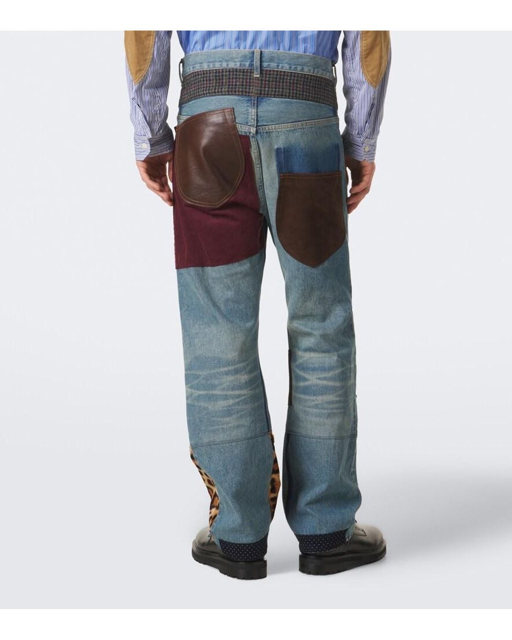 Junya Watanabe Blue Patchwork Straight Jeans for men