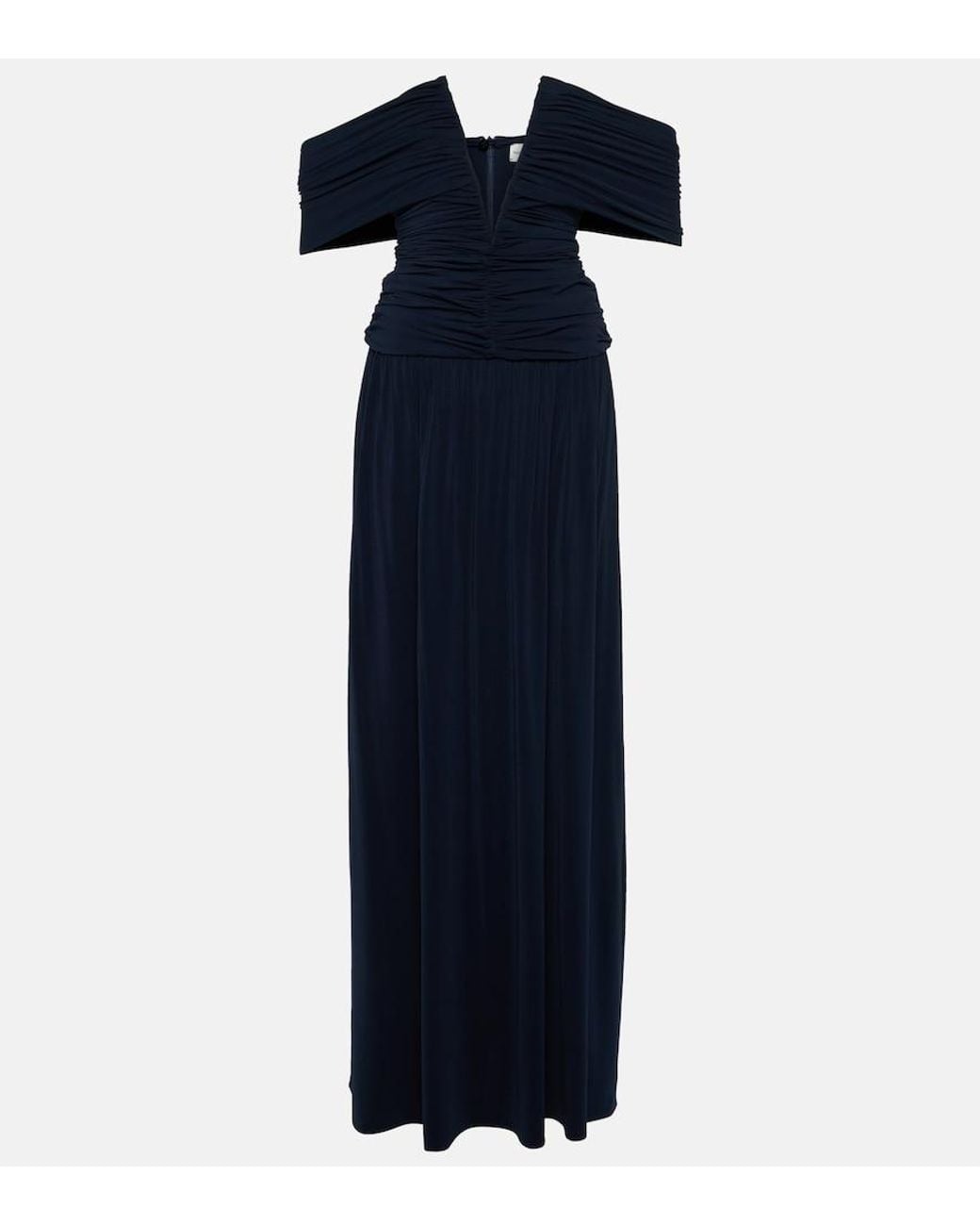 Magda Butrym Blue Off-Shoulder Midi Dress