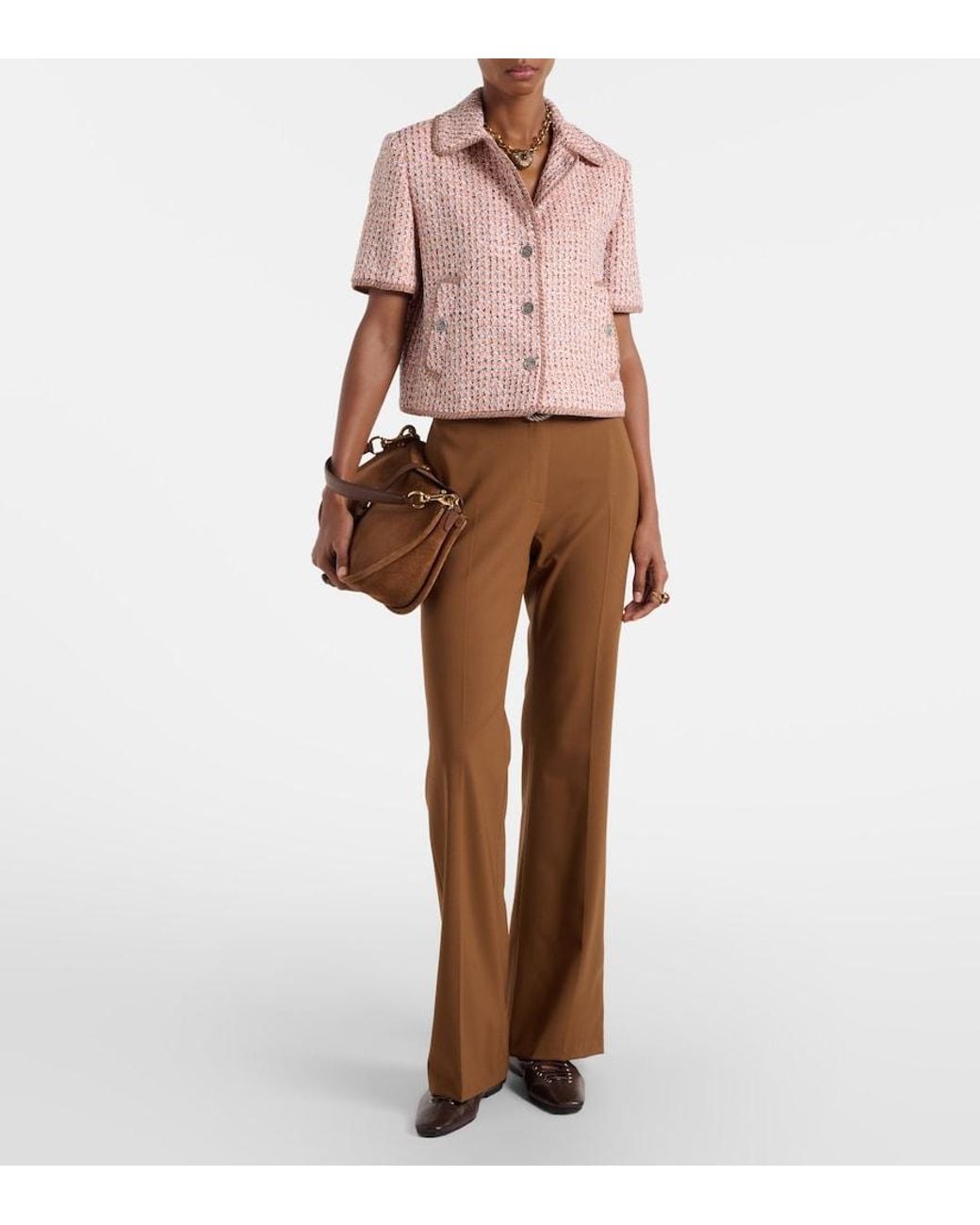 Etro Pink Cropped Tweed Jacket
