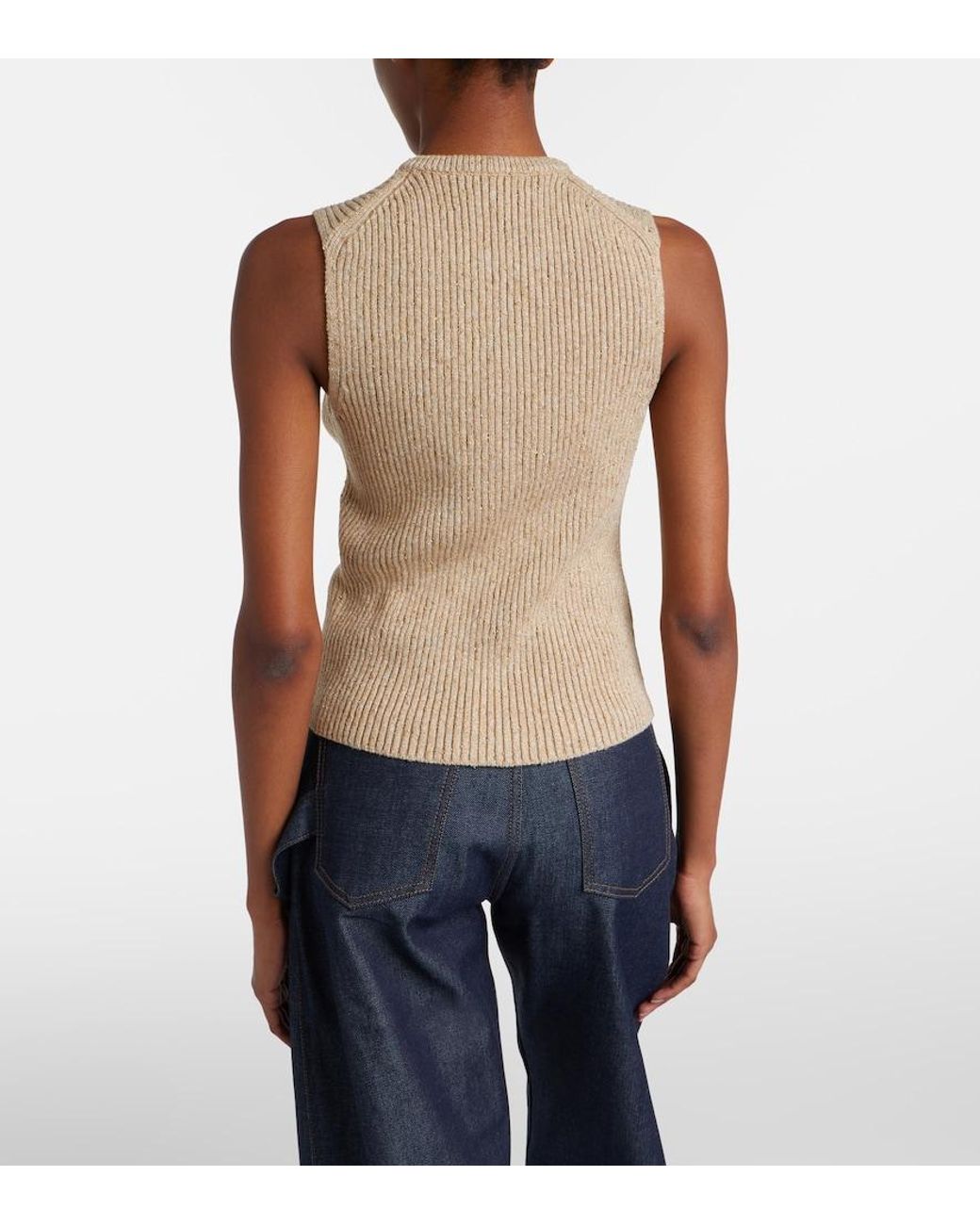 J.W. Anderson Natural Ribbed-Knit Cotton-Blend Tank Top