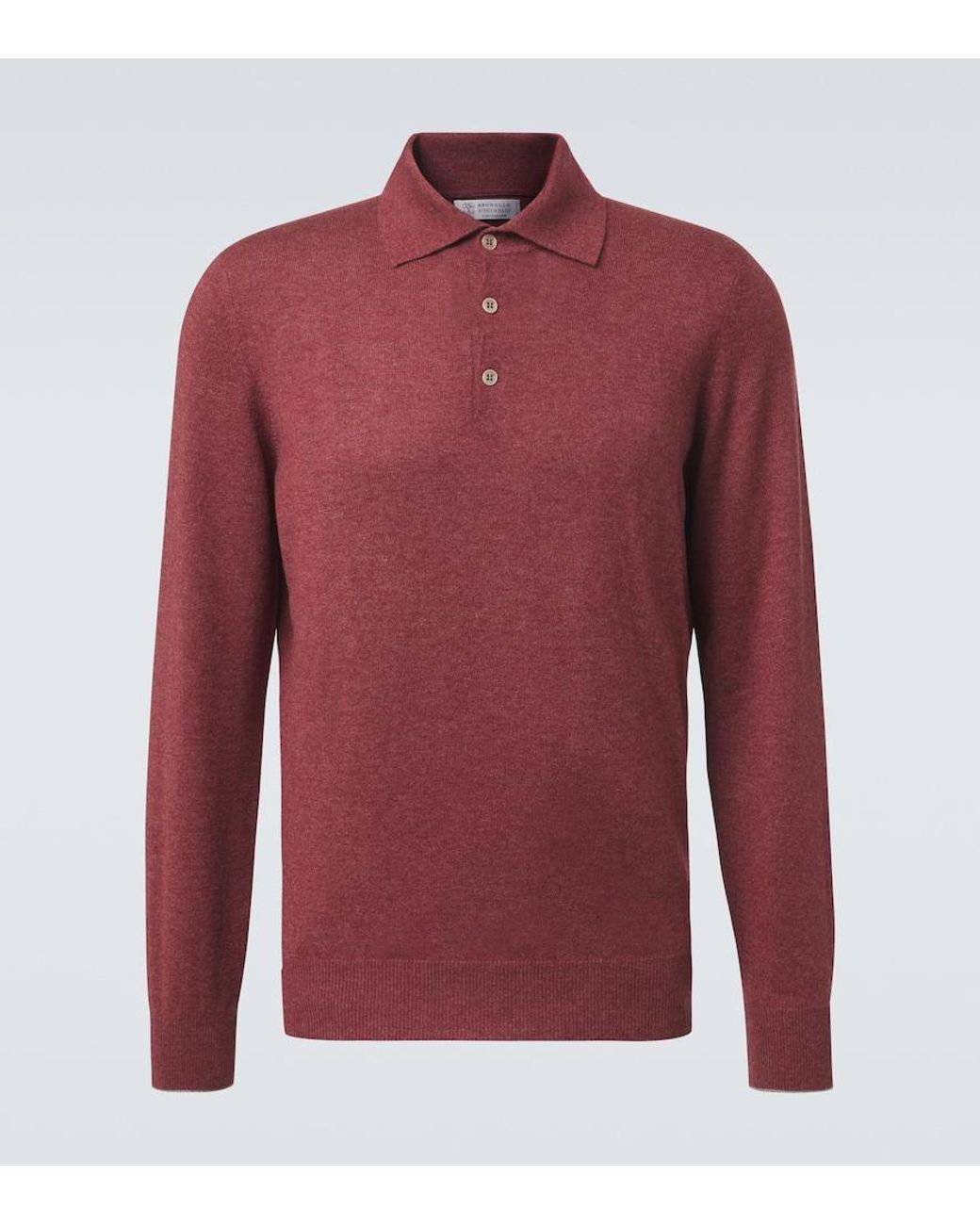 Brunello Cucinelli Red Cashmere Polo Sweater for men