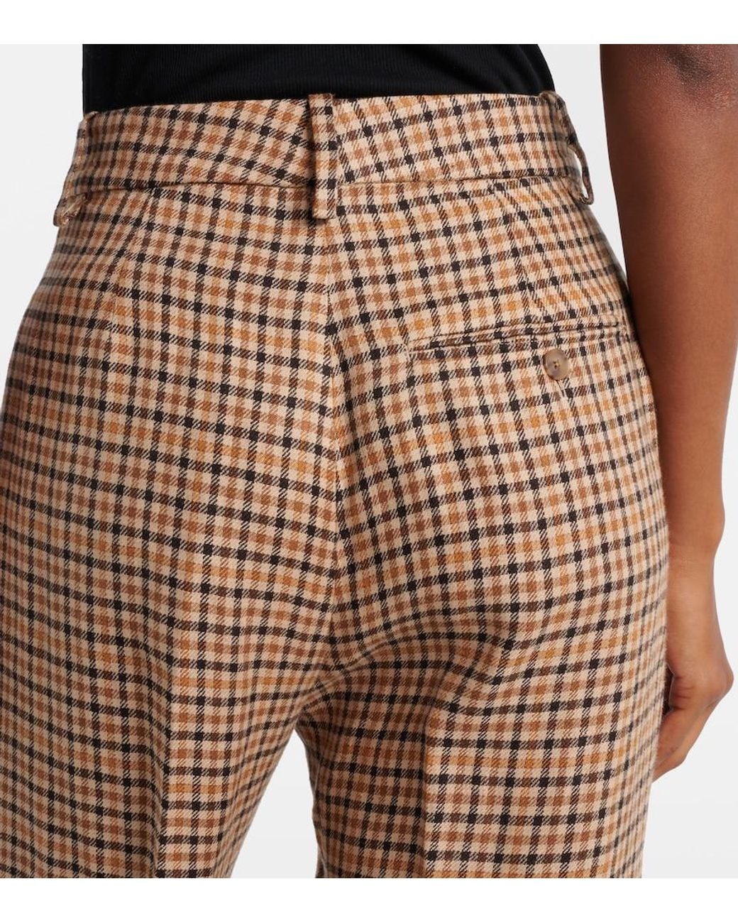 Polo Ralph Lauren Brown Checked Linen Straight Pants