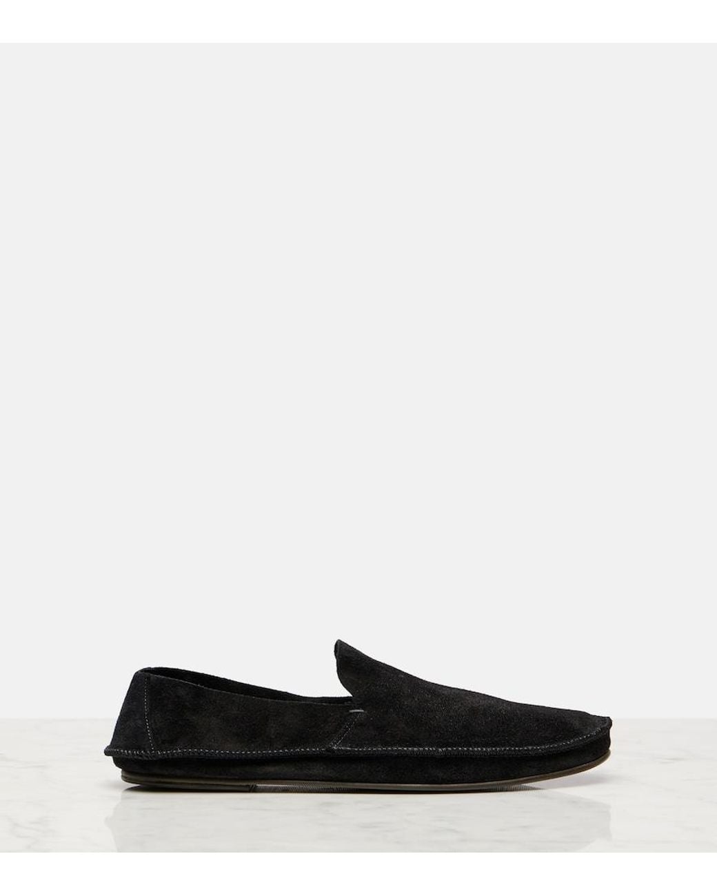 The Row Black Tyler Suede Loafers