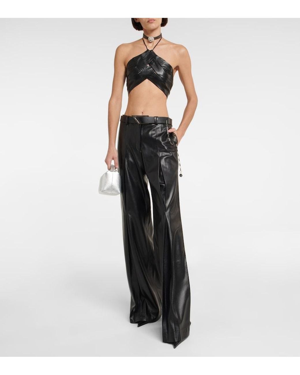 AYA MUSE Black Vortico Low-Rise Wide-Leg Pants