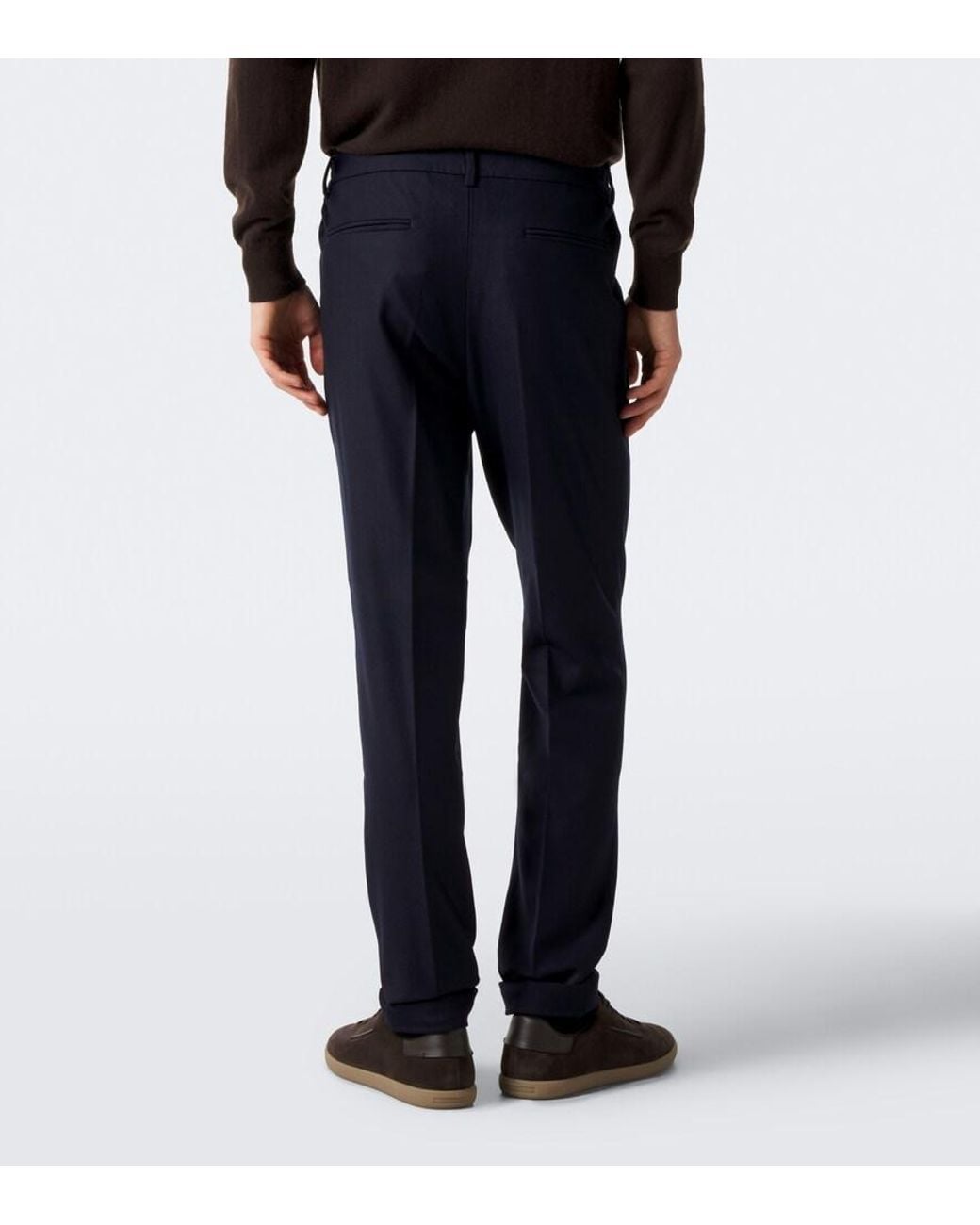 Thom Sweeney Blue Wool-Blend Chinos for men
