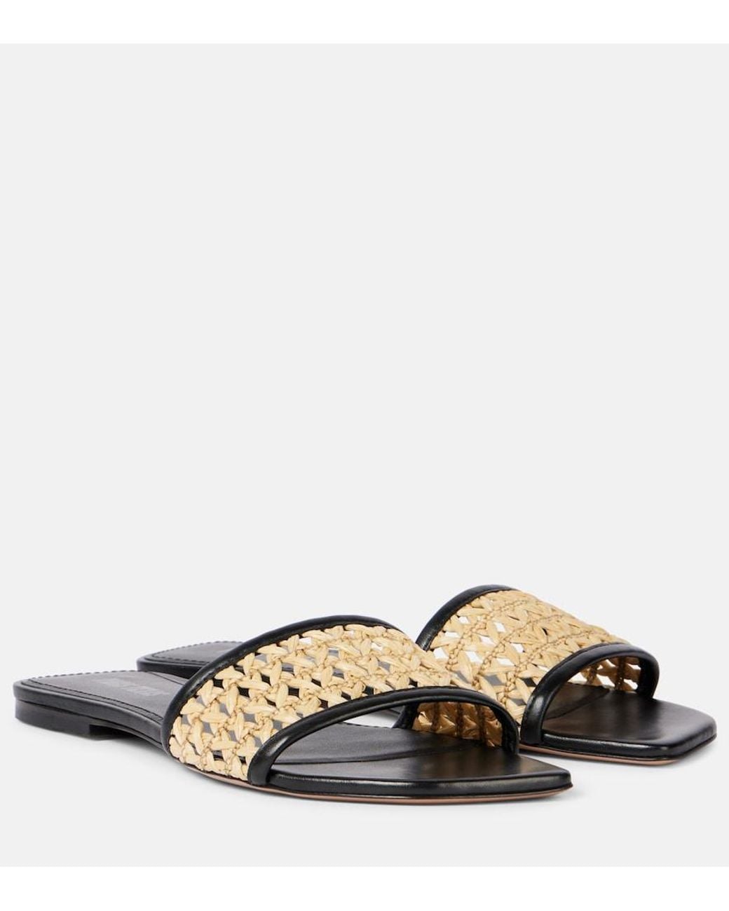Paris Texas Black Ava 50 Leather-Trimmed Mules