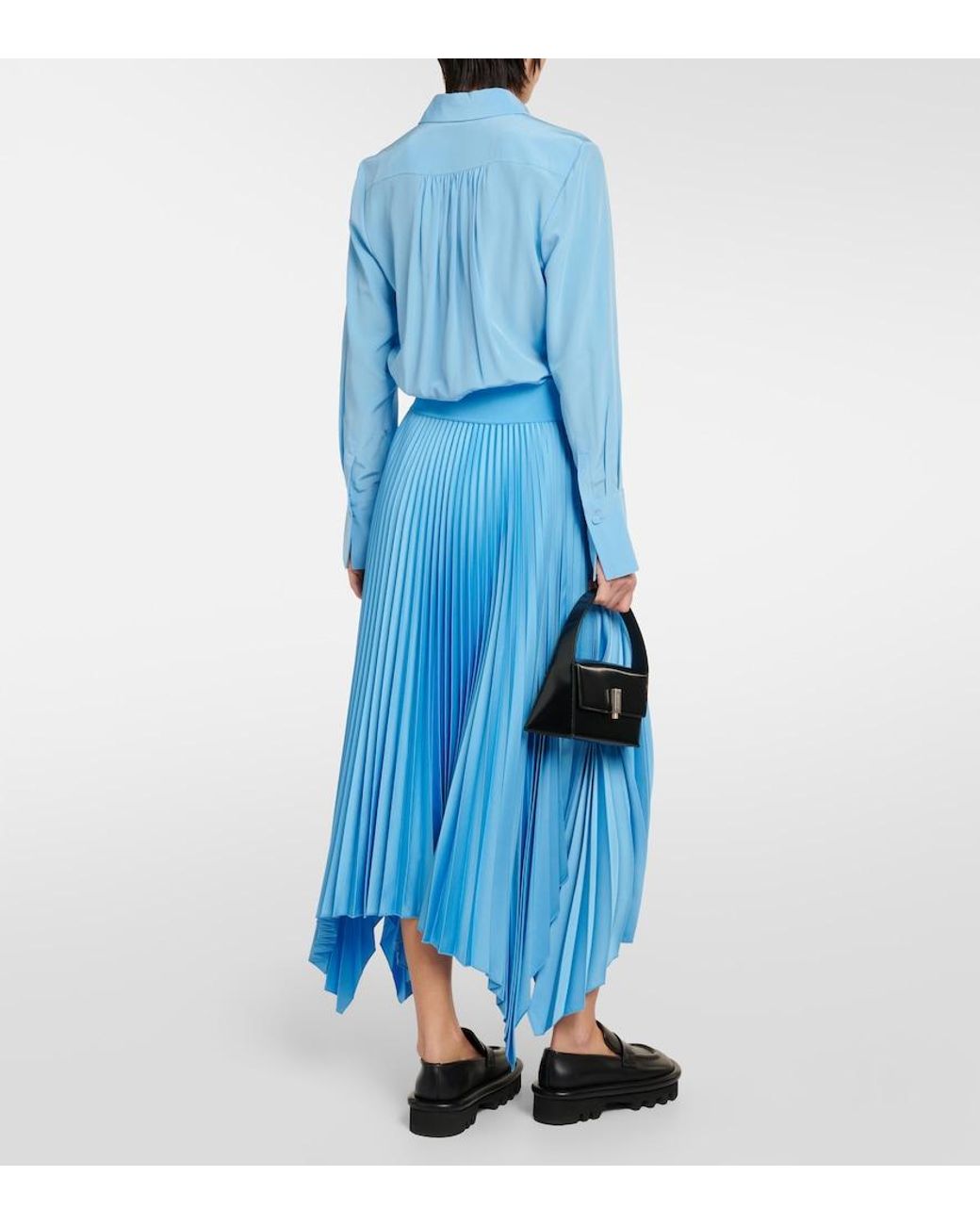 Joseph Blue Ade Plisse Midi Skirt
