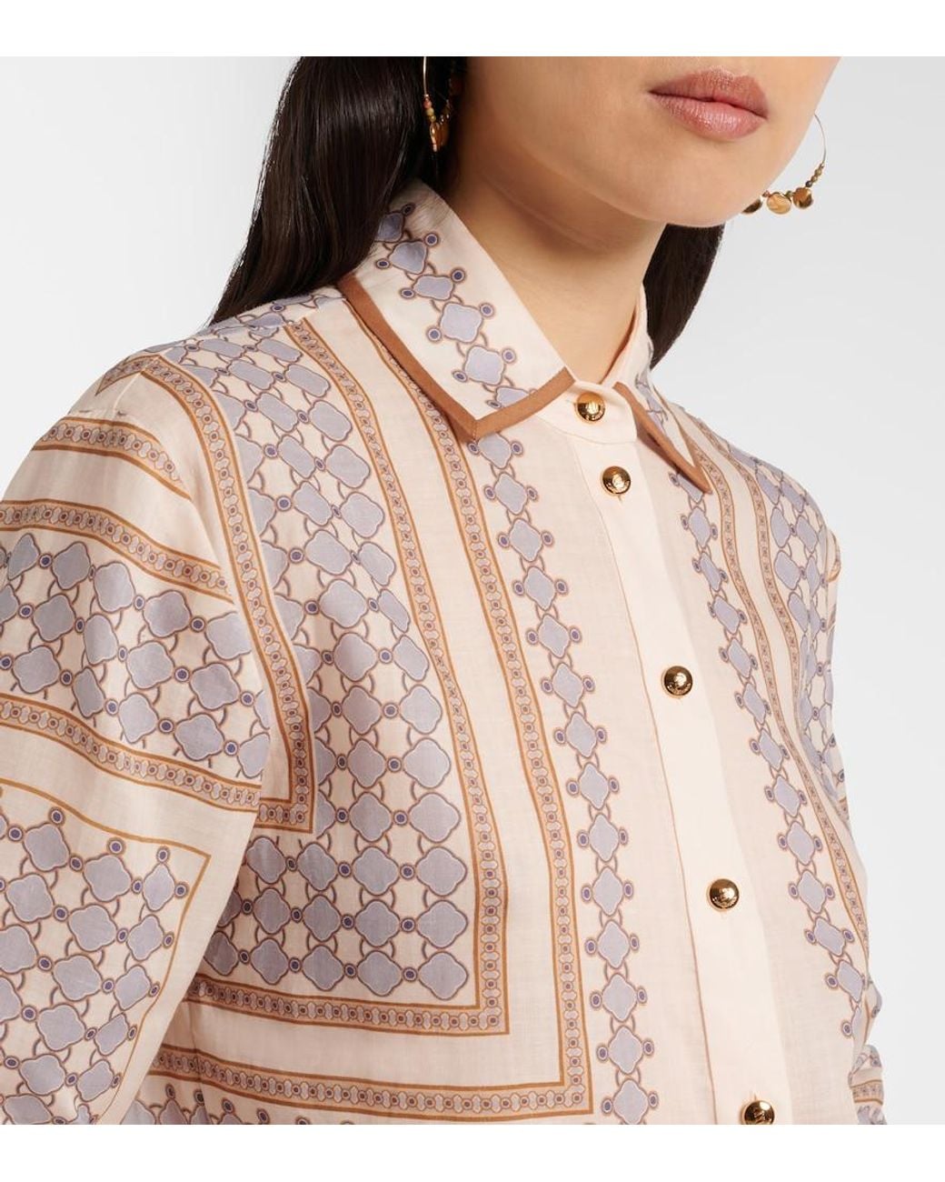 Zimmermann Natural Printed Ramie Shirt