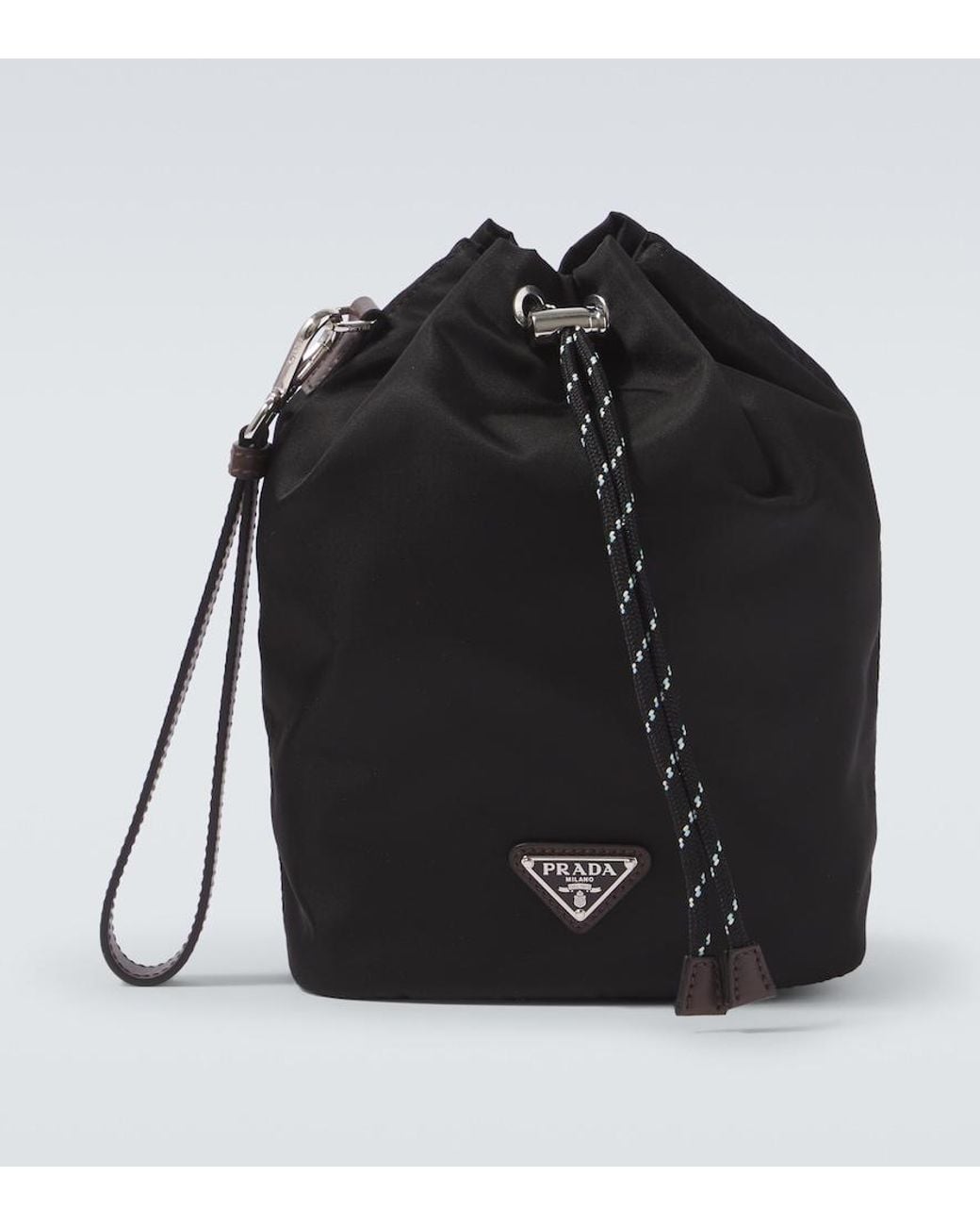 Prada Black Speedrock Re-Nylon Leather-Trimmed Pouch for men