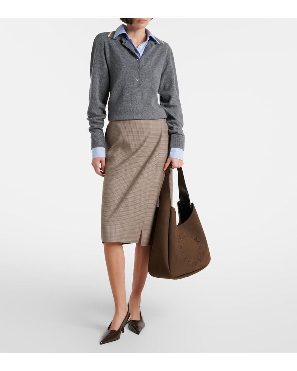 Stella McCartney Gray Layered Virgin Wool Polo Sweater