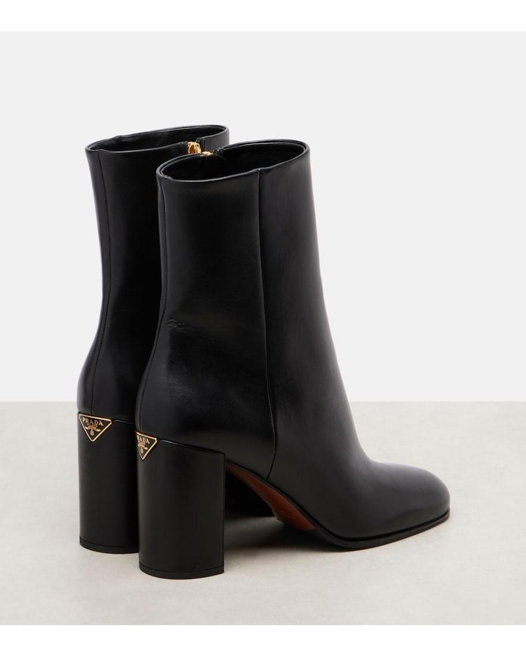 Prada Black Ankle Boots Aus Leder