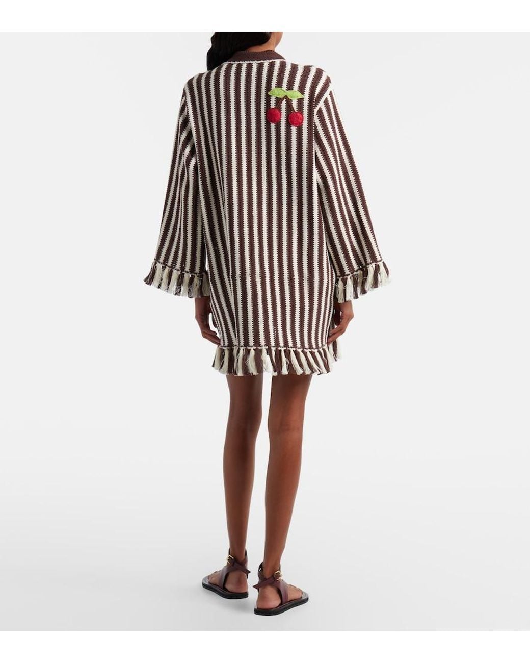 ALÉMAIS Brown Sundae Crochet Embroidered Cotton Kaftan