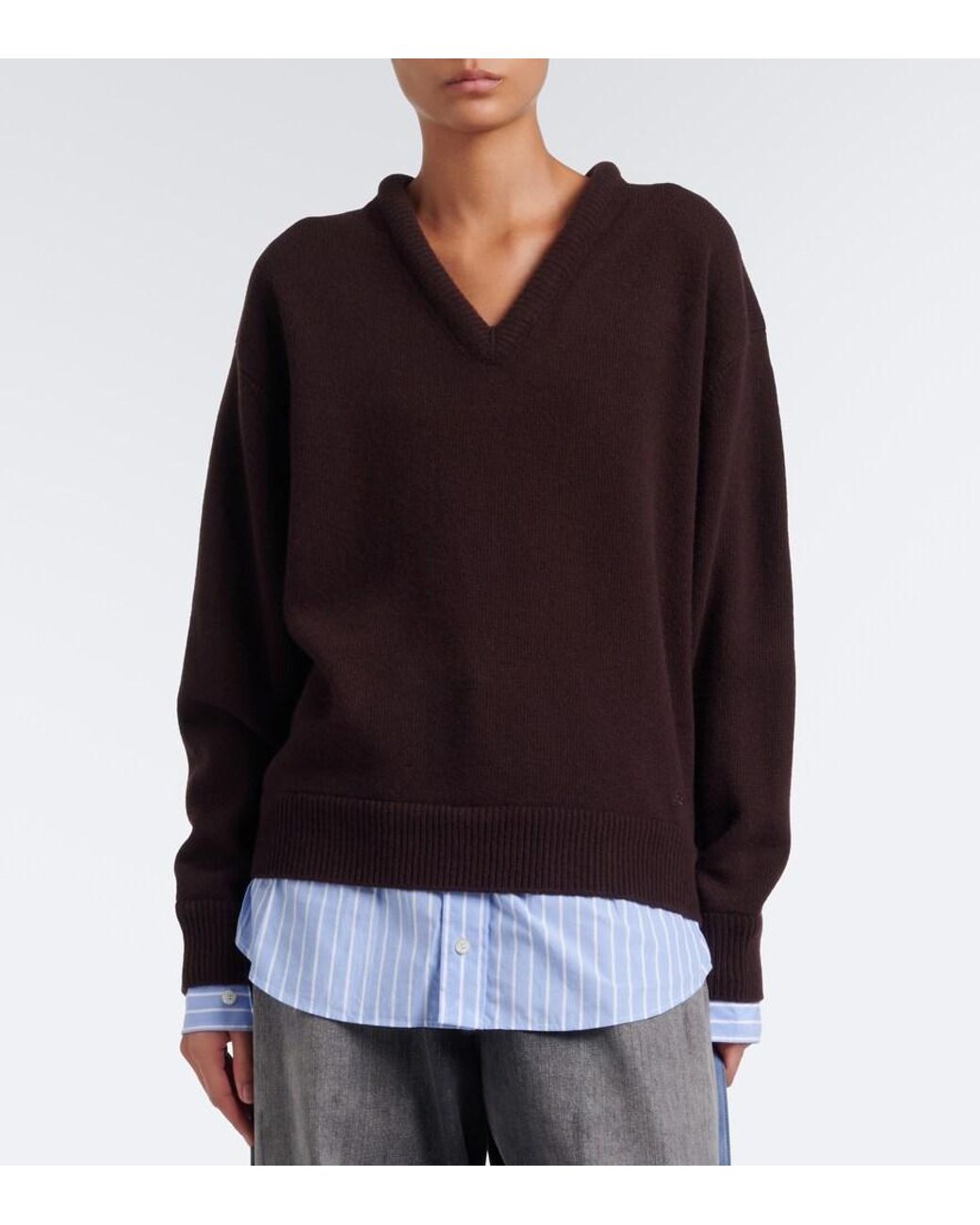 Acne Brown Layered Wool Sweater