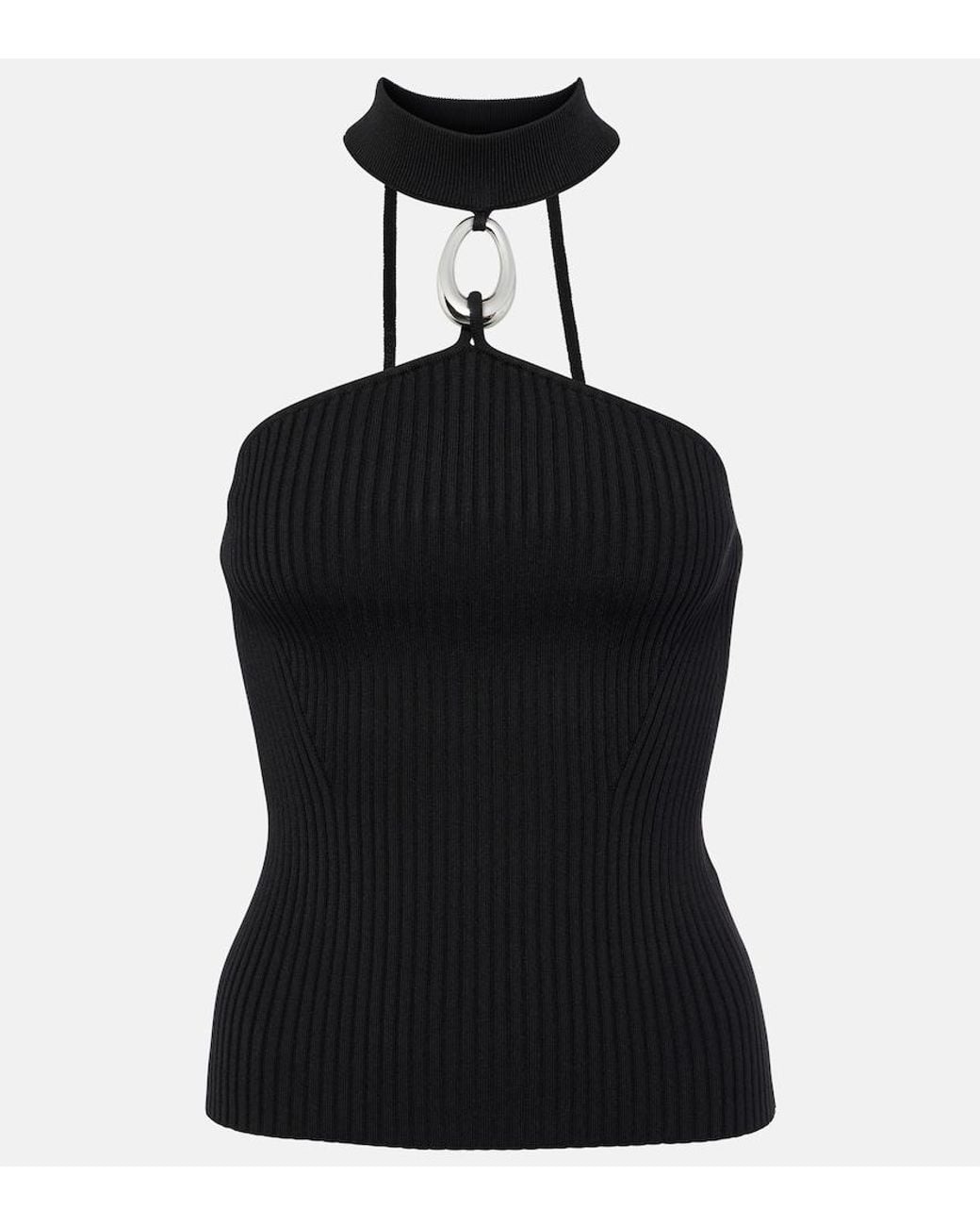 Jonathan Simkhai Black Rubie Halterneck Stretch-Woven Top