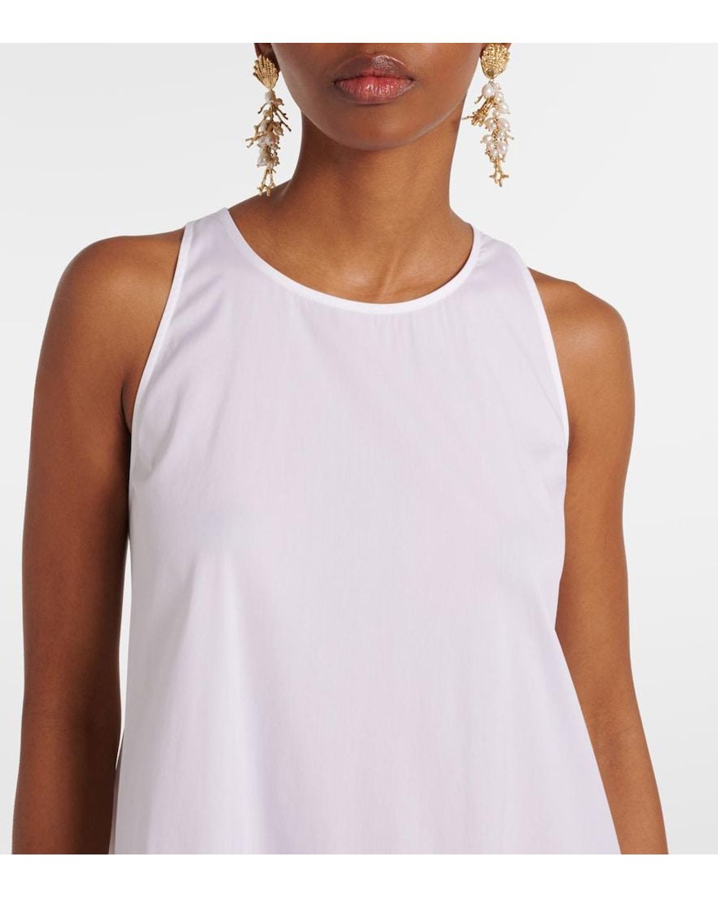 Max Mara White Romea Cotton-Blend Poplin Maxi Dress