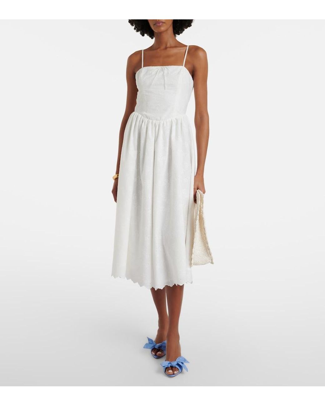 Faithfull The Brand White Tulla Broderie Anglaise Midi Dress