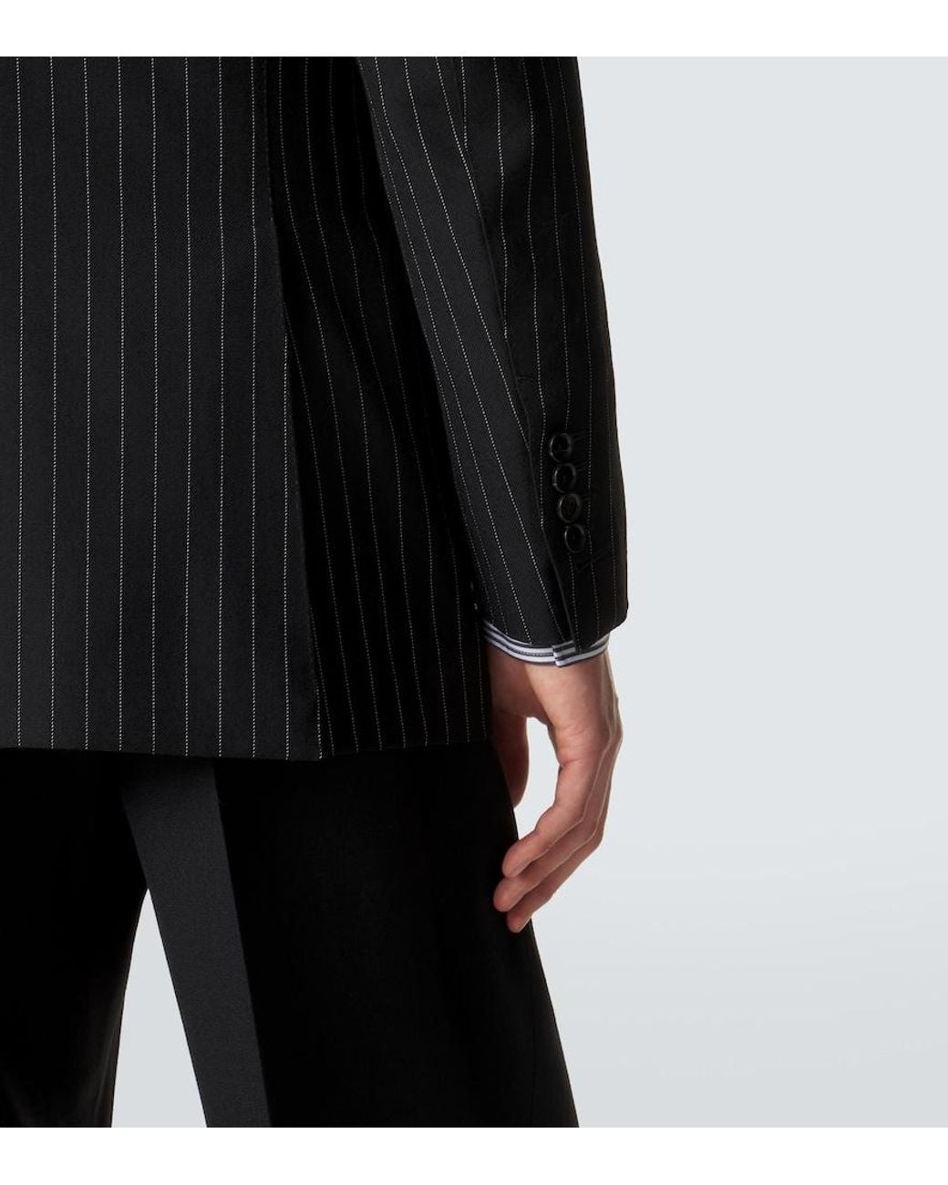 Tom Ford Black Striped Wool Twill Blazer for men