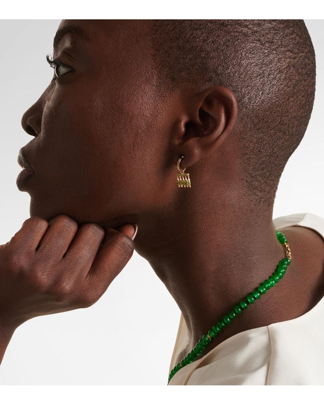 Ileana Makri Metallic 18kt Gold Earrings With Tsavorites