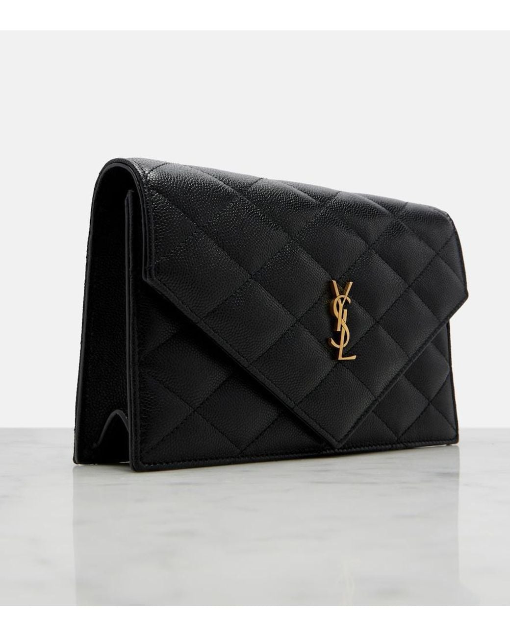 Saint Laurent Black Paris Leather Wallet On Chain