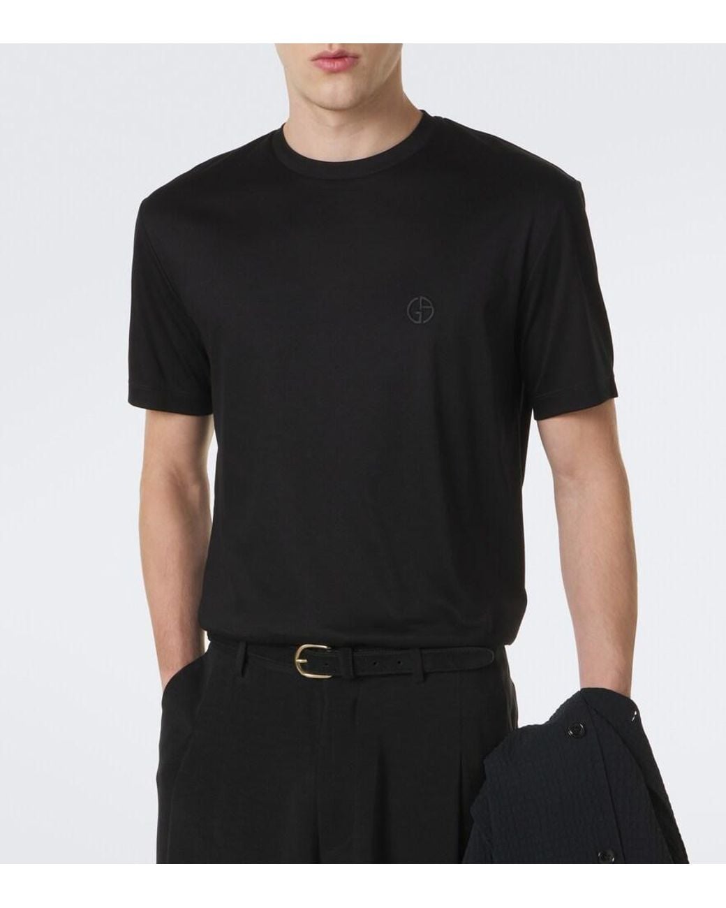 Giorgio Armani Black Cotton Jersey T-Shirt for men