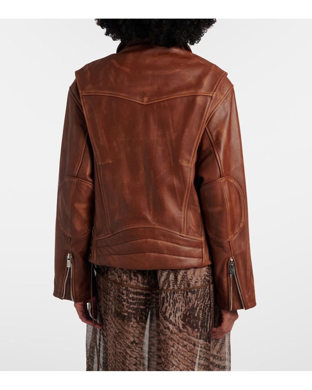 JACQUES WEI Brown Lederjacke