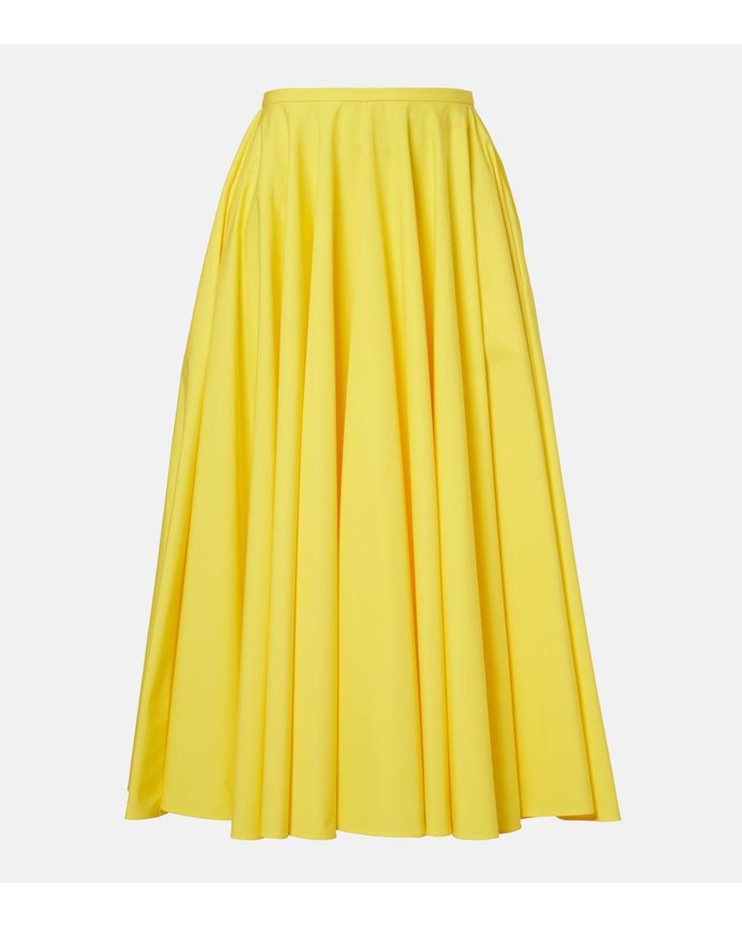 Givenchy Yellow Pleated Cotton Midi Skirt