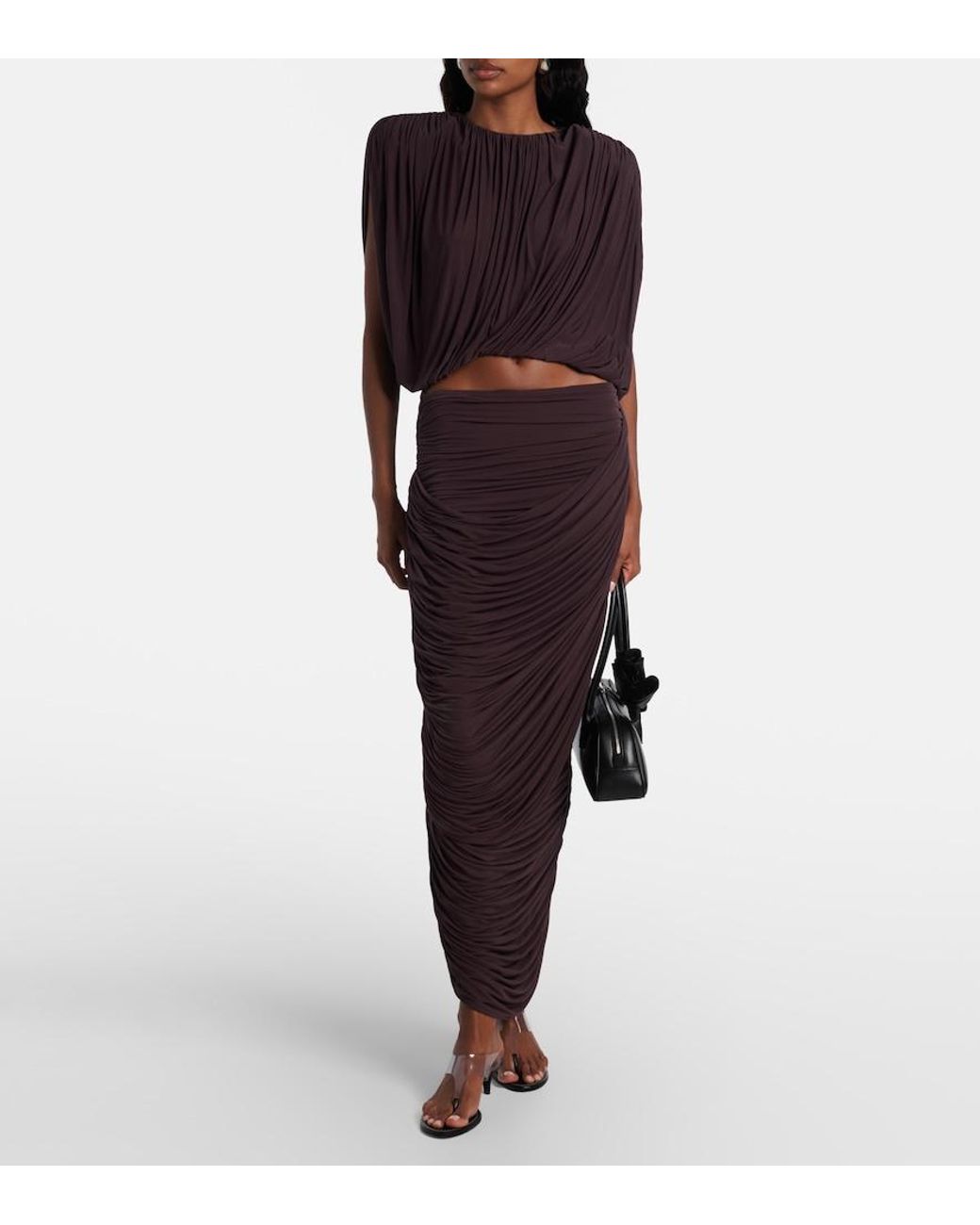 Magda Butrym Purple Draped High-Rise Maxi Skirt