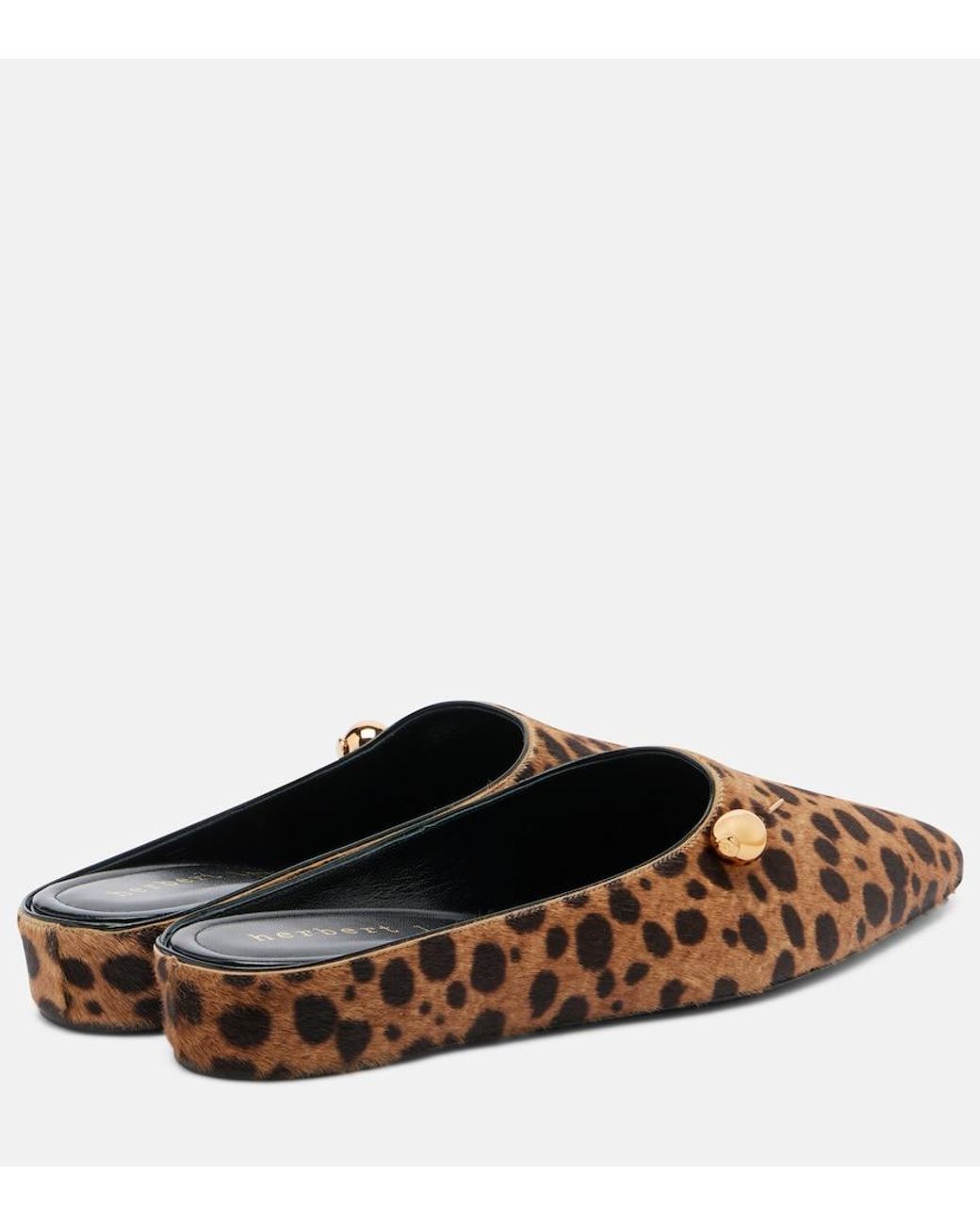 Herbert Levine Brown Sleep On It Cheetah-Print Calf Hair Mules