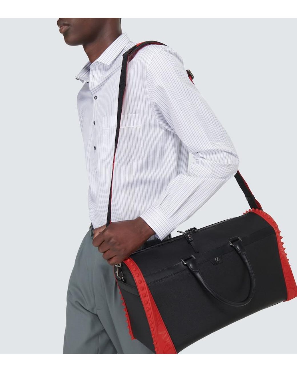 Christian Louboutin Red Sneakender Spiked Leather Duffel Bag for men