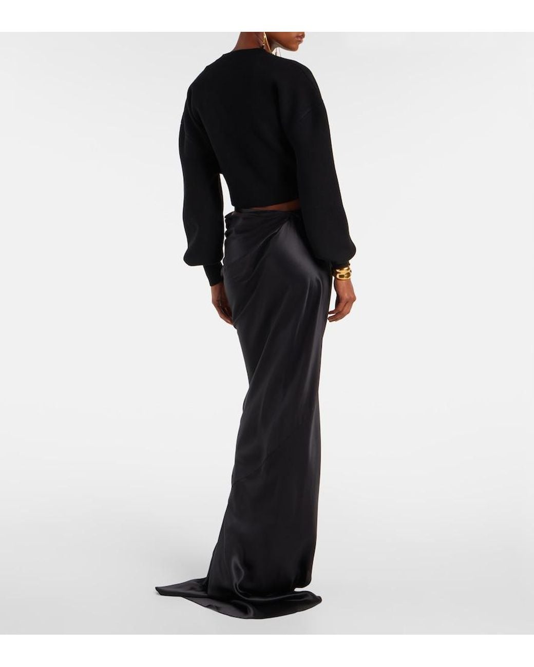 Tom Ford Black Cropped Wool And Cashmere-Blend Sweater