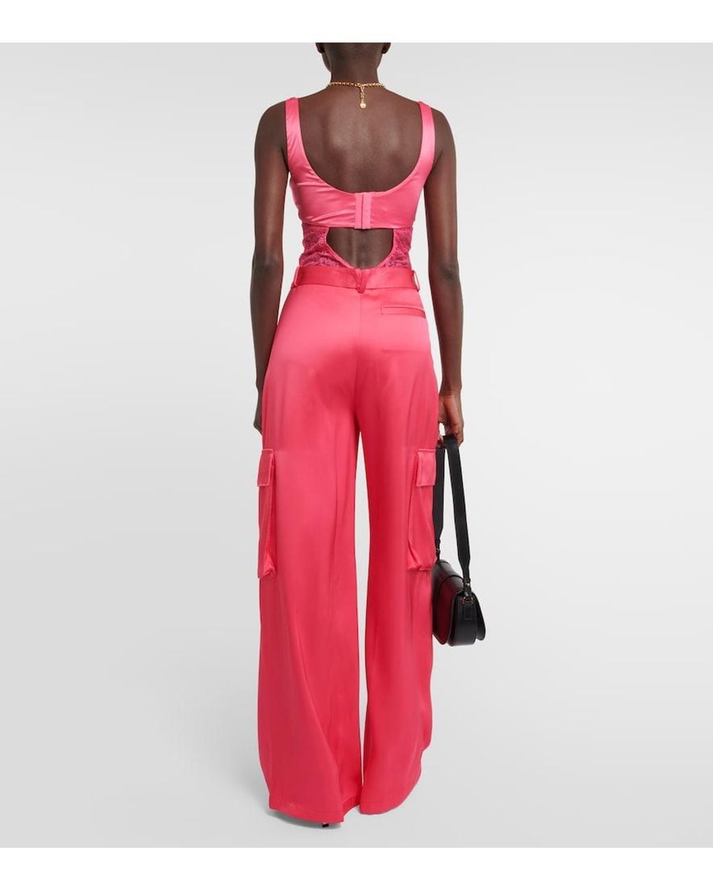 Versace Pink Satin Cargo Pants