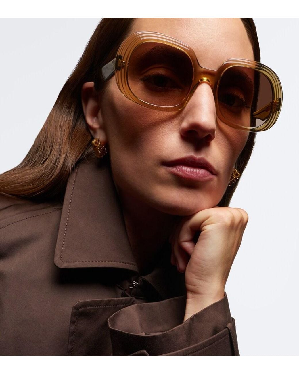 Loewe Brown Mini Anagram Steps Round Sunglasses