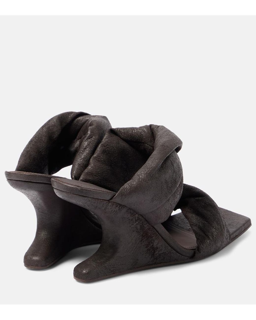 Rick Owens Black Twisted Cantilever 80 Leather Mules