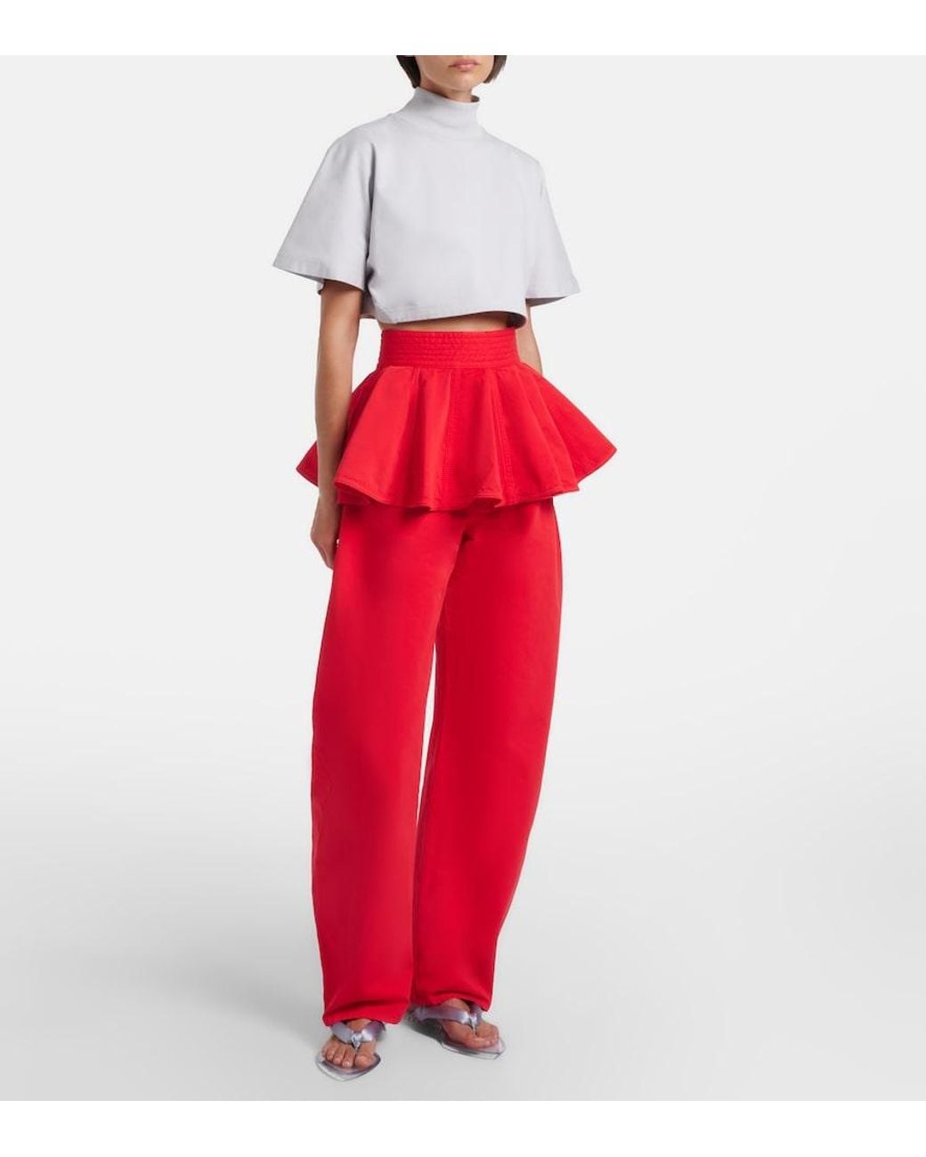 Alaïa Red Barrel-Leg Jeans