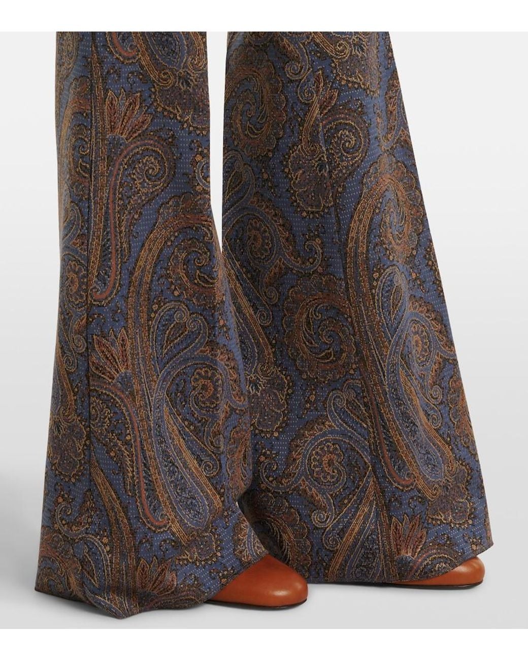 Etro Gray Paisley Flared Pants