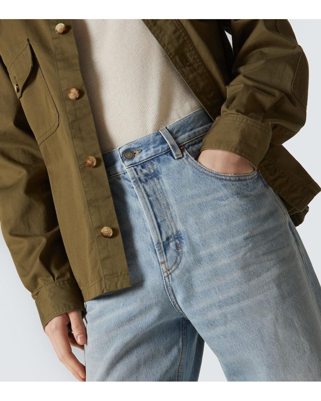 Saint Laurent Blue Mid-Rise Straight Jeans for men