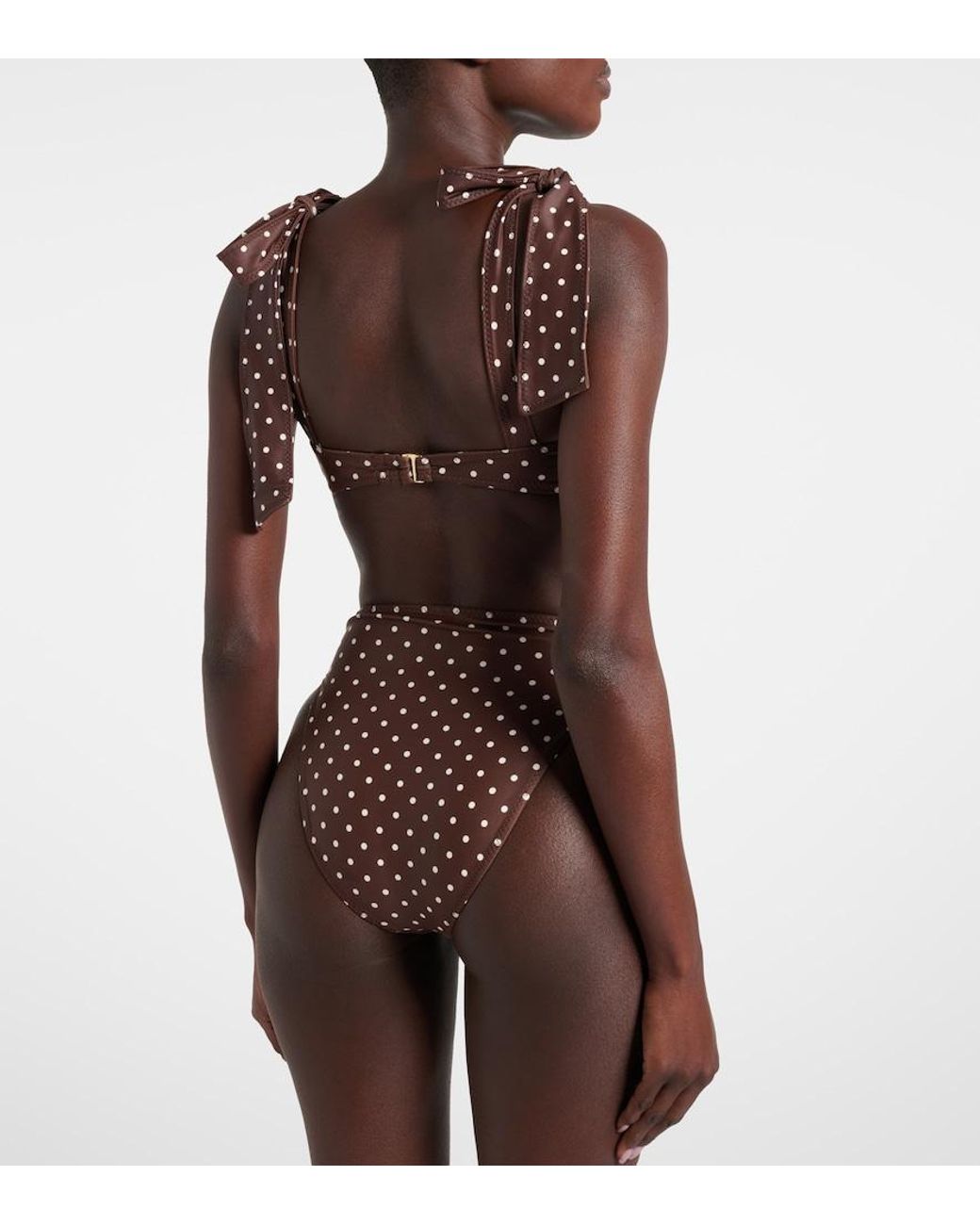 SAME Brown Lady Polka-Dot Bikini Top