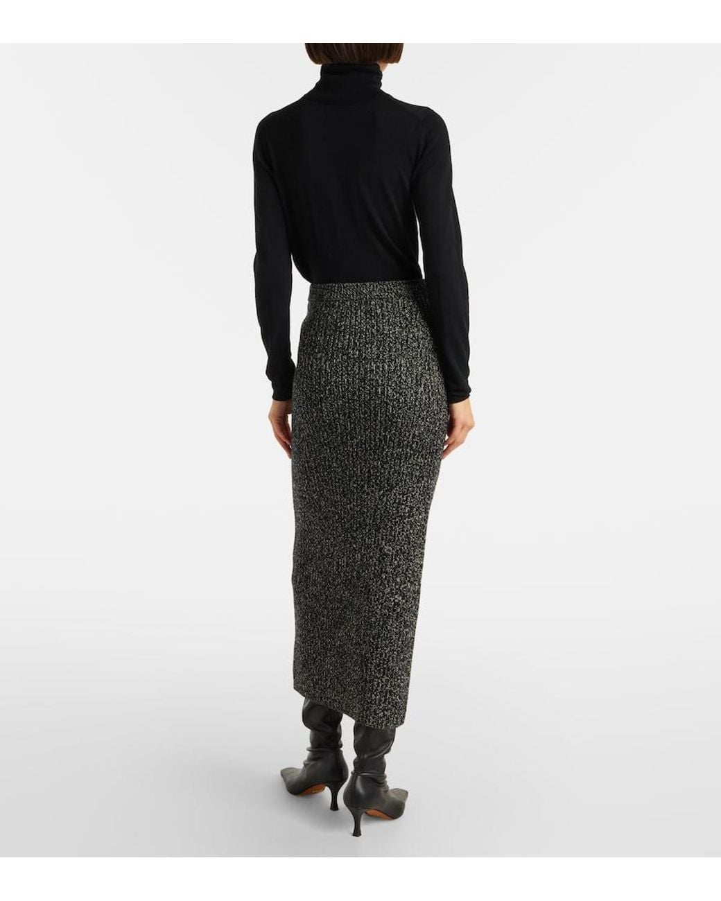 Max Mara Black Rodano Wool-Blend Pencil Skirt