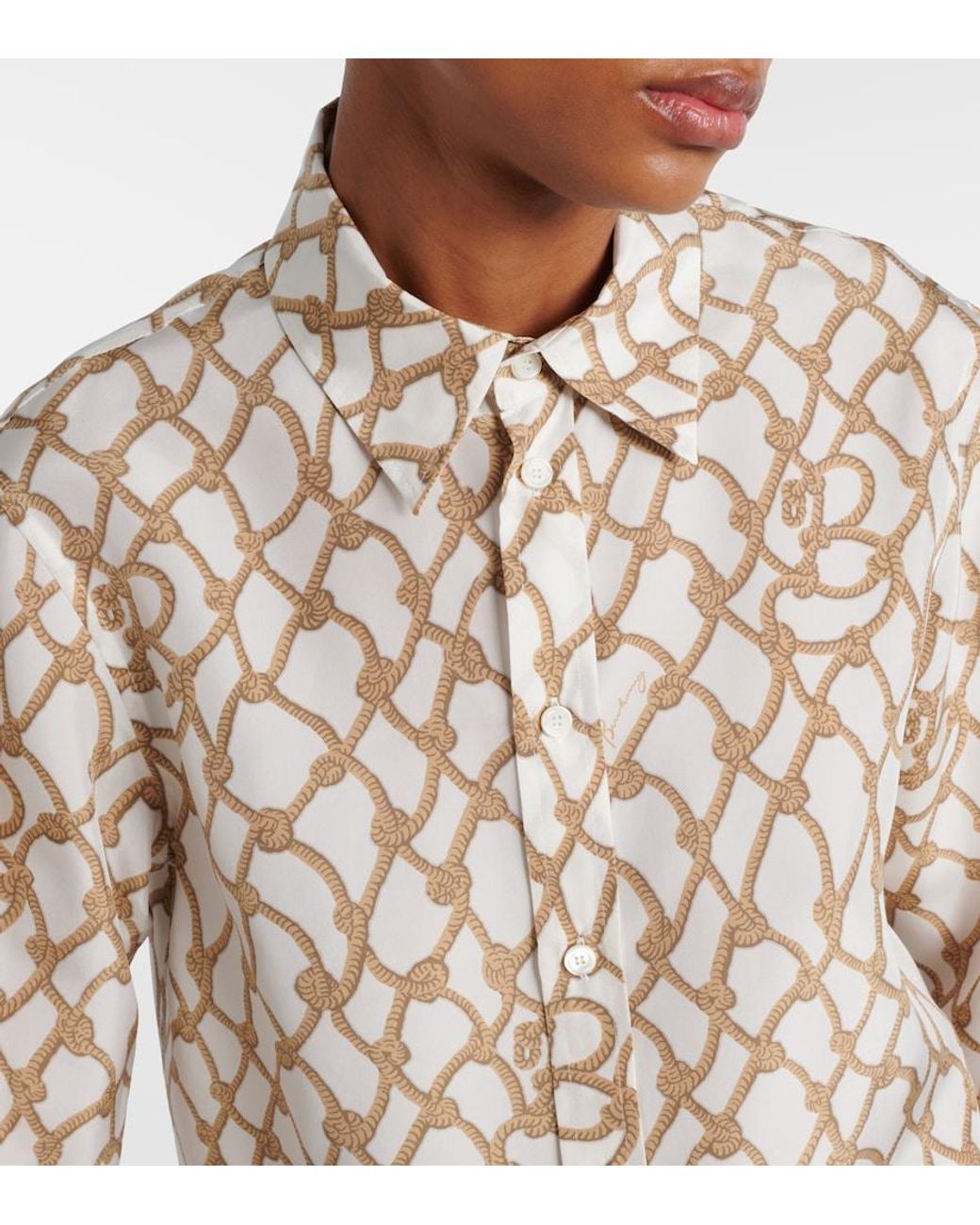 Burberry Natural Printed Silk Shirt