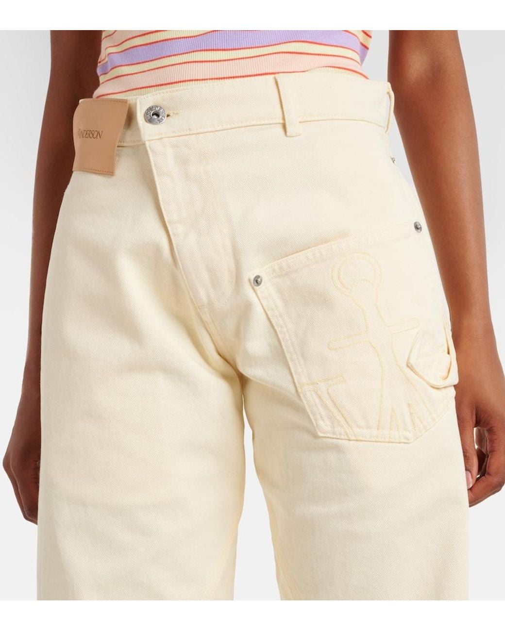 J.W. Anderson Natural Twisted High-Rise Wide-Leg Jeans