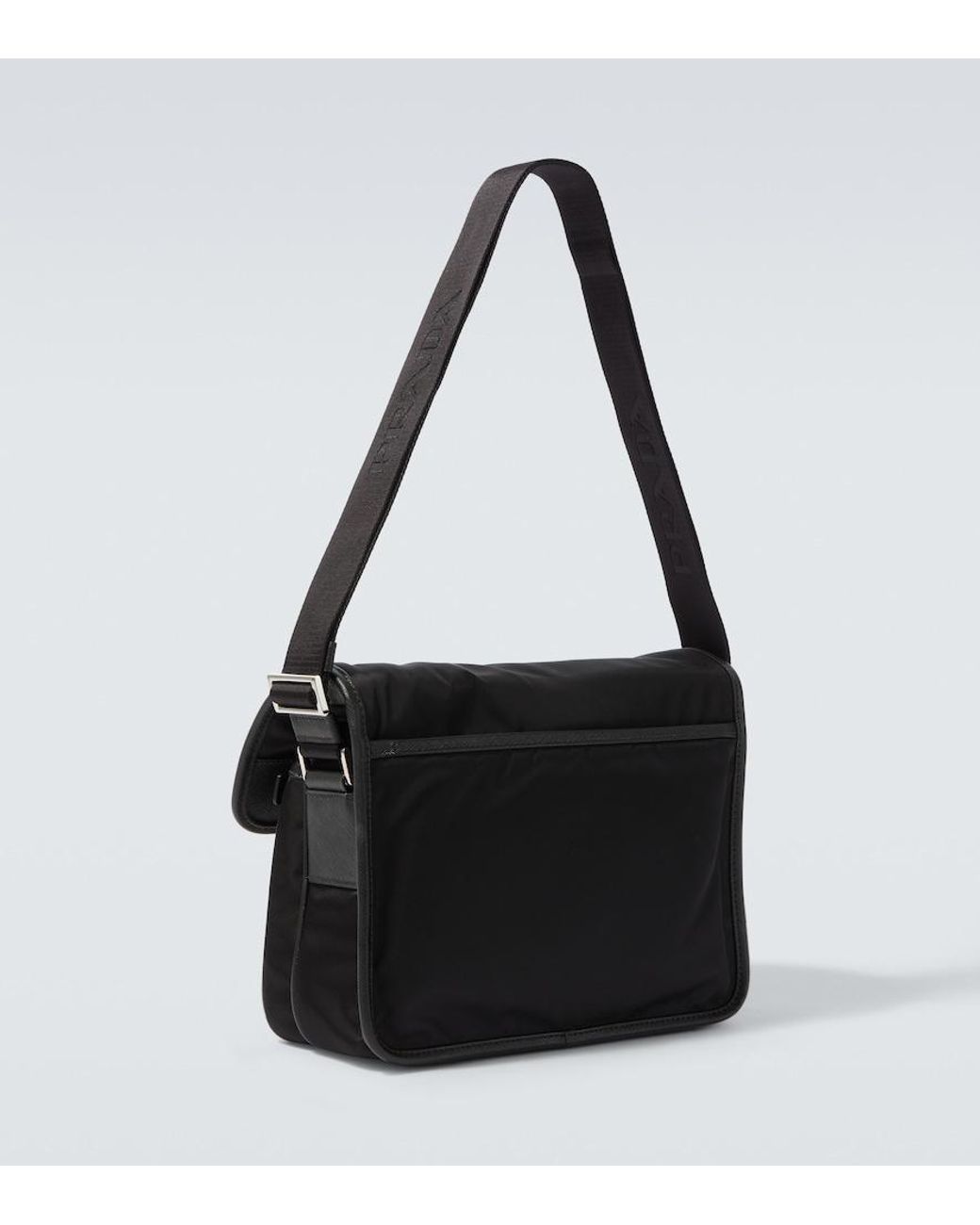 Prada Black Re-Nylon Leather-Trimmed Shoulder Bag for men