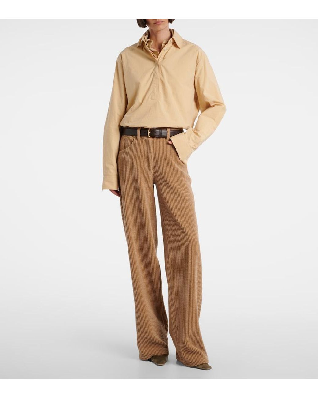 The Row Natural Clair High-Rise Corduroy Straight Pants