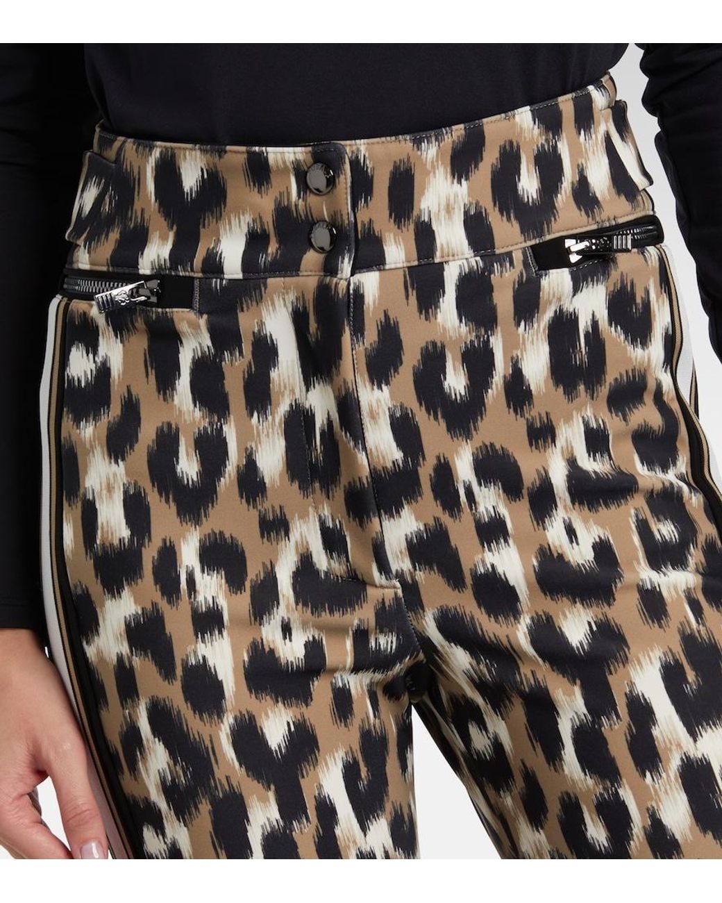 Fusalp Black Elancia Leopard-Print Ski Pants