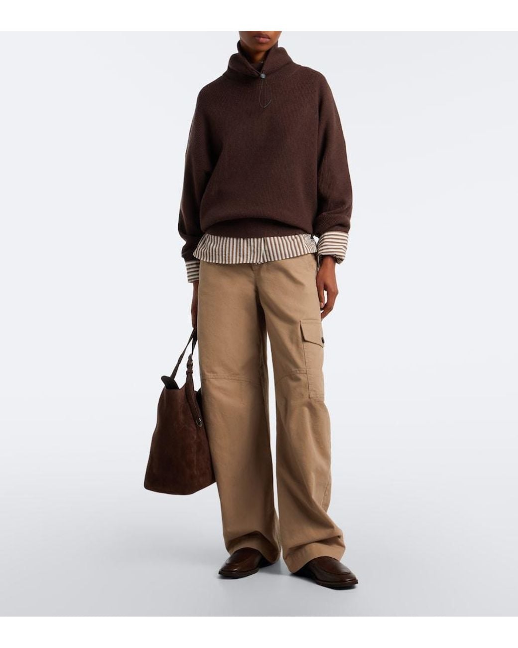 Brunello Cucinelli Brown Wool, Cashmere, And Silk Sweater