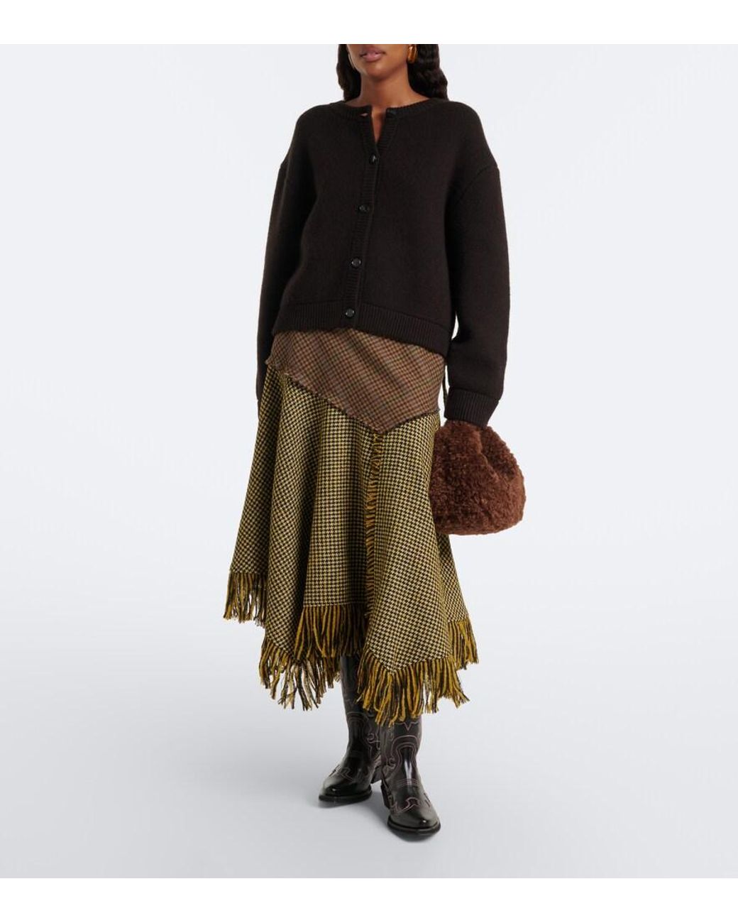 Ganni Brown Mini Teddy Top-Handle Bag
