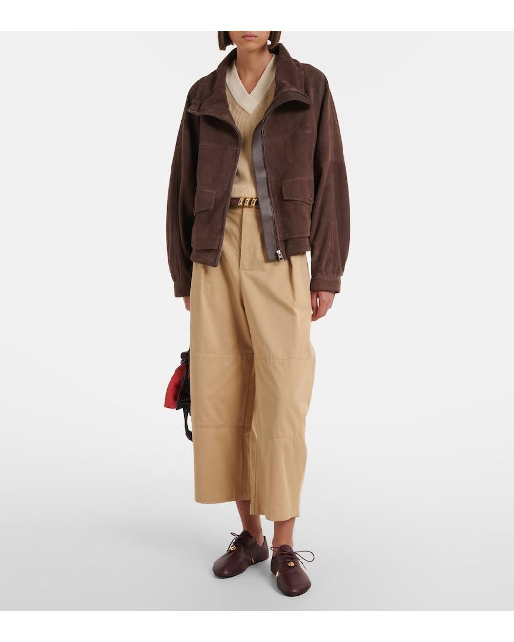 Loewe Brown Leather-Trimmed Suede Jacket