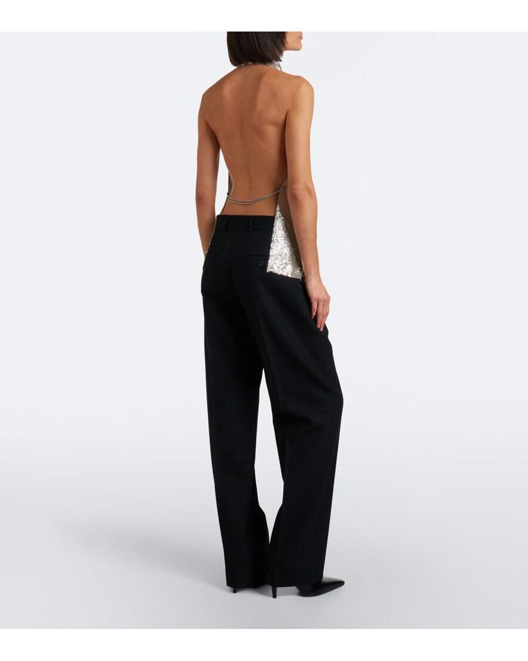 Stella McCartney White Asymmetric Open-Back Chainmail Top