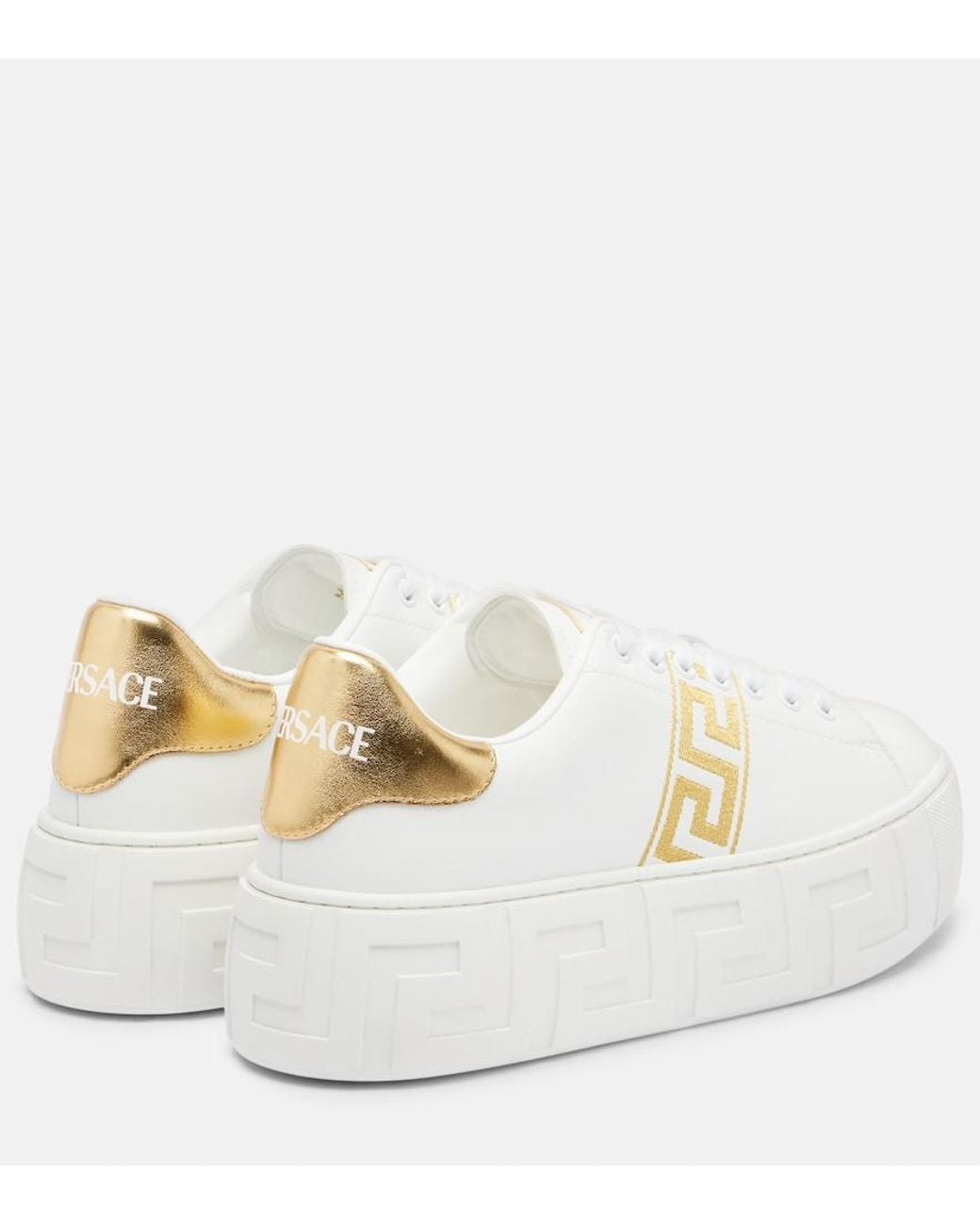 Versace White Greca Embroidered Sneakers