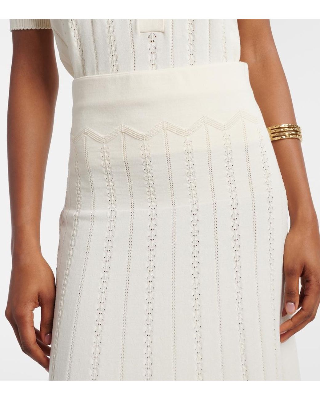 Faithfull The Brand White Mieralla Pointelle Cotton-Blend Maxi Skirt